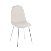 Velets Set of 4 Ivory Velvet Sera Upholstered Side Chairs with Chrome Legs